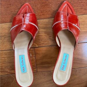 Red Patent Leather Mules by European Designer Stefi Talman